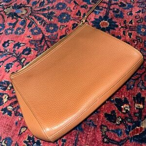 Cuyana Tan Leather Clutch Wristlet